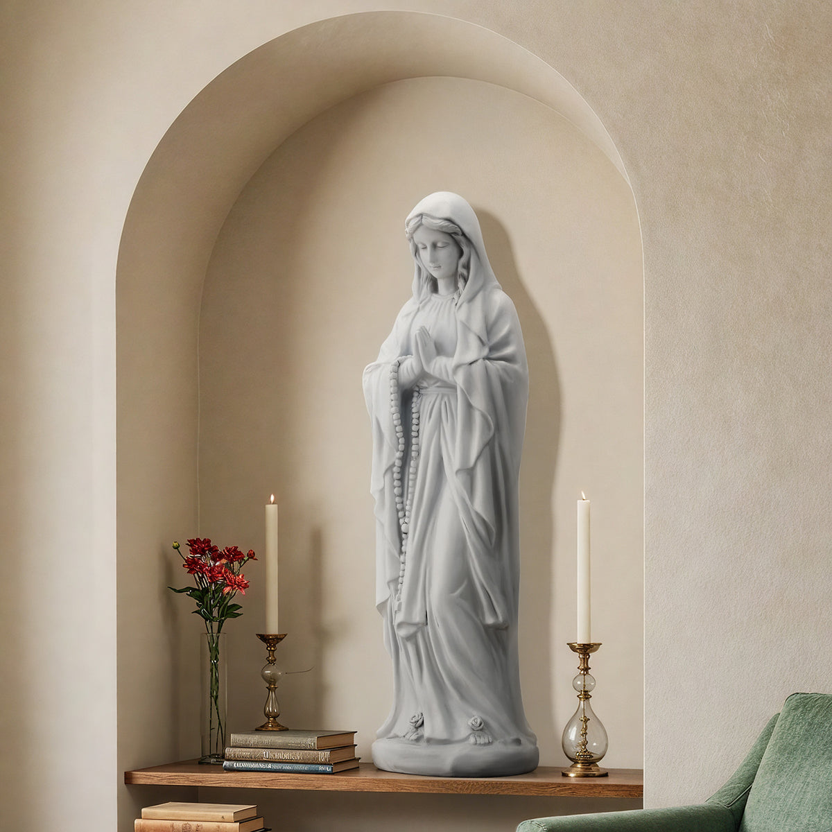 HOMREST 29.9" Virgin Mary Praying Statue Outdoor Garden Decor