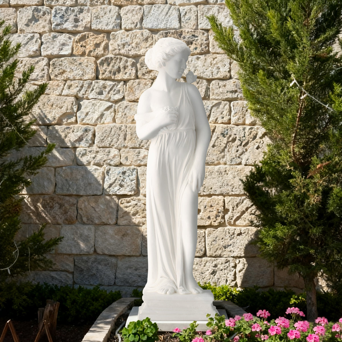 HOMREST Outdoor Garden Statue, 31.5-Inch Greek Nymph Sculpture in Roman Style, Elegant Goddess Figurine for Patio, Yard, Lawn & Porch Decor, Resin, Ivory