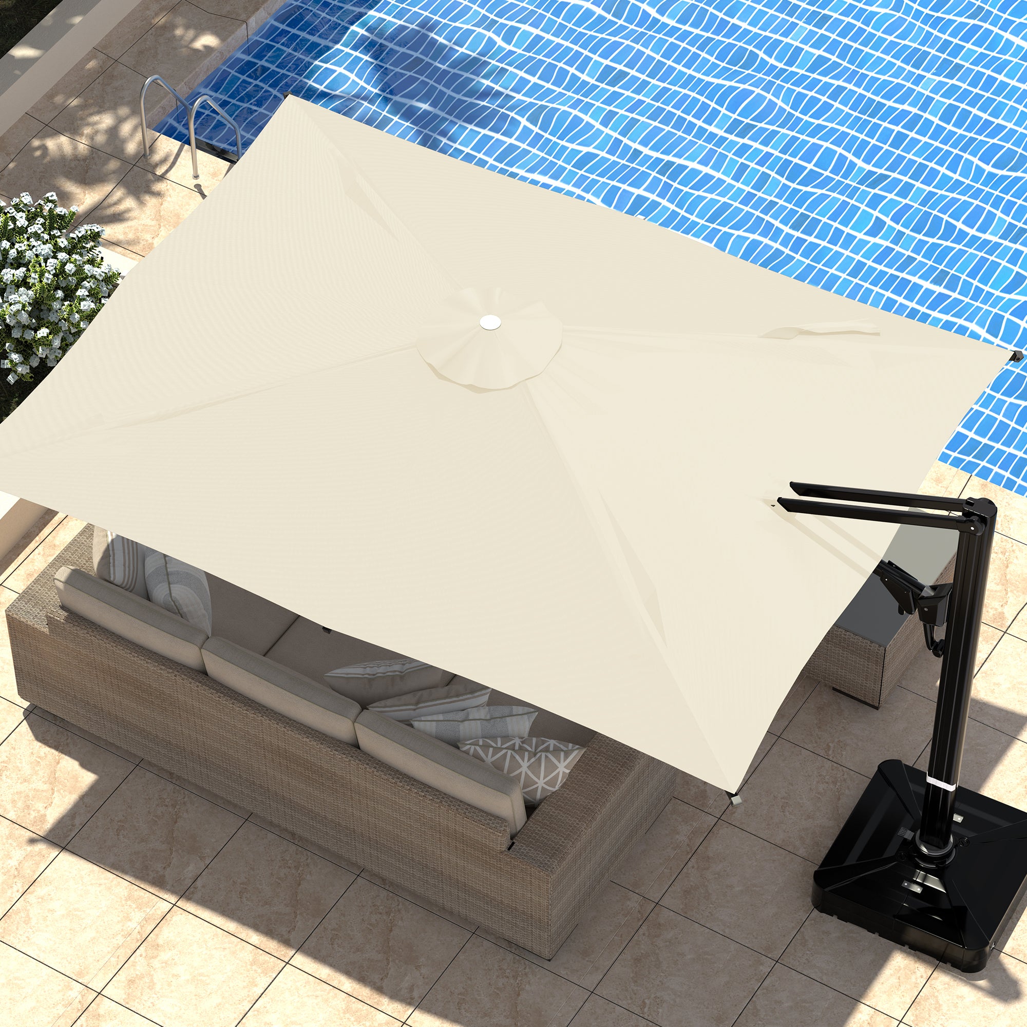 HOMREST 10x13ft Large Rectangular Cantilever Umbrella with 360° Rotation & 6 Adjustable Heights, Outdoor Patio Umbrella for Garden, Pool, Deck, Yellow (Base Excluded)