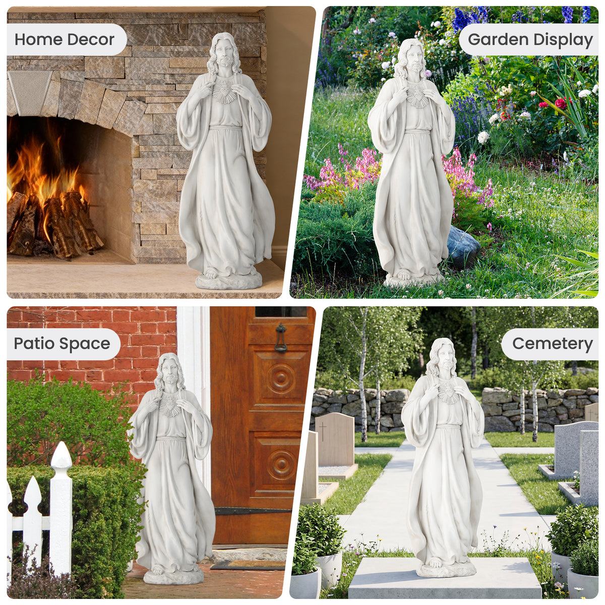HOMREST 24.8'' Sacred Heart of Jesus Statue Hand-Painted Catholic Jesus Christ Figurine for Garden, Outdoor Yard, Patio, Lawn, Hallway, Religious Gift