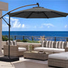 Homrest 10ft Patio Umbrella with Base, Outdoor Offset Cantilever Umbrella, Infinite Tilt, Grey