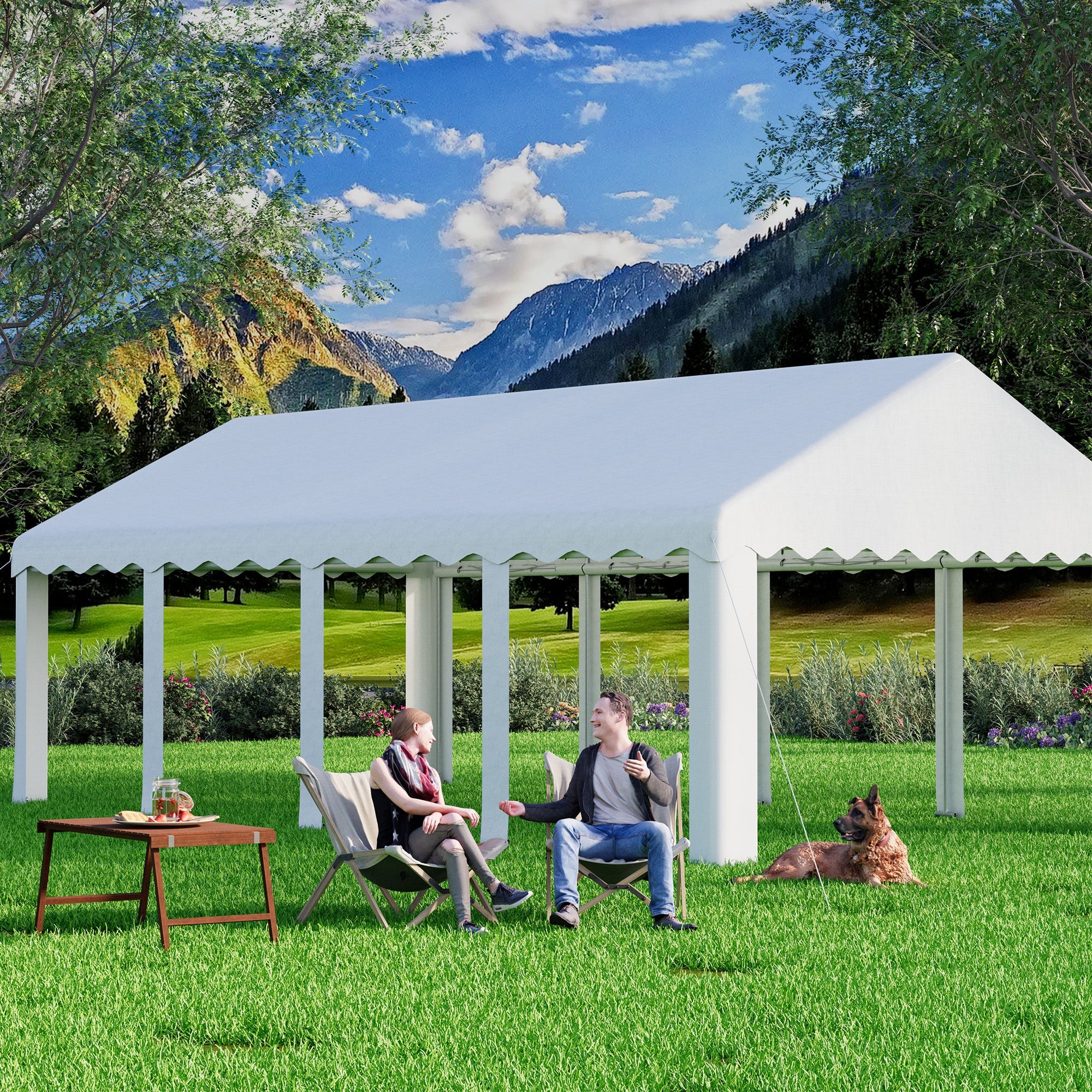 HOMREST 13x26 Ft Heavy Duty Party Tent Gazebo For Events Weddings BBQs Removable Sidewall Windows Storage Bags Included White