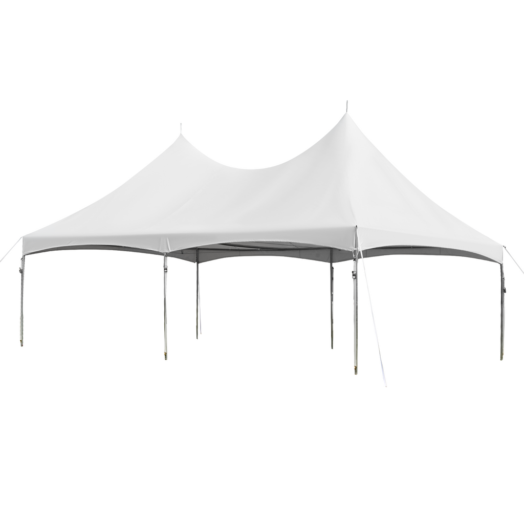 HOMREST  20x30ft Party Tent Outdoor Wedding Tent Heavy Duty Peaked Frame Canopy With Fire Retardant PVC Top 100 Person For Event Commercials White