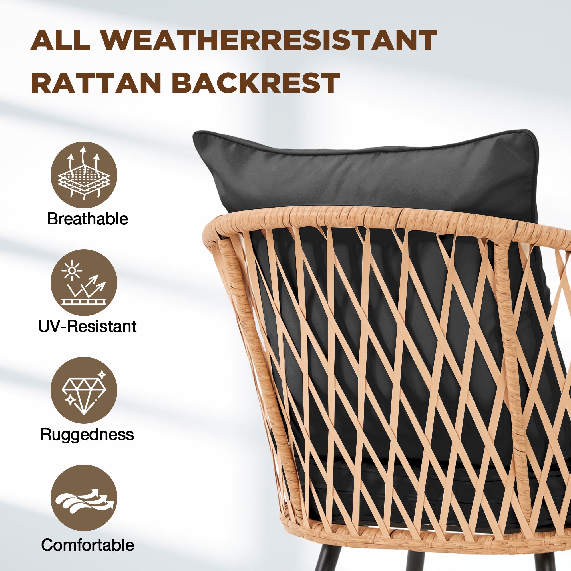 HOMREST 7-Piece Outdoor Dining Set – Rectangular Table with Umbrella Hole & 6 Rattan Chairs, Black