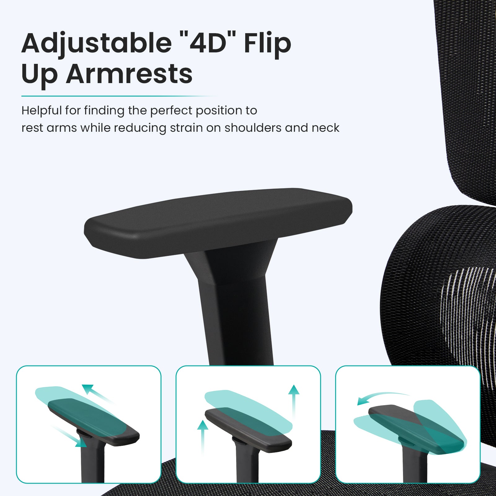 HOMREST Ergonomic Office Chair with 3D Adjustable Headrest & 4D Arms - Gaming Chair, Black