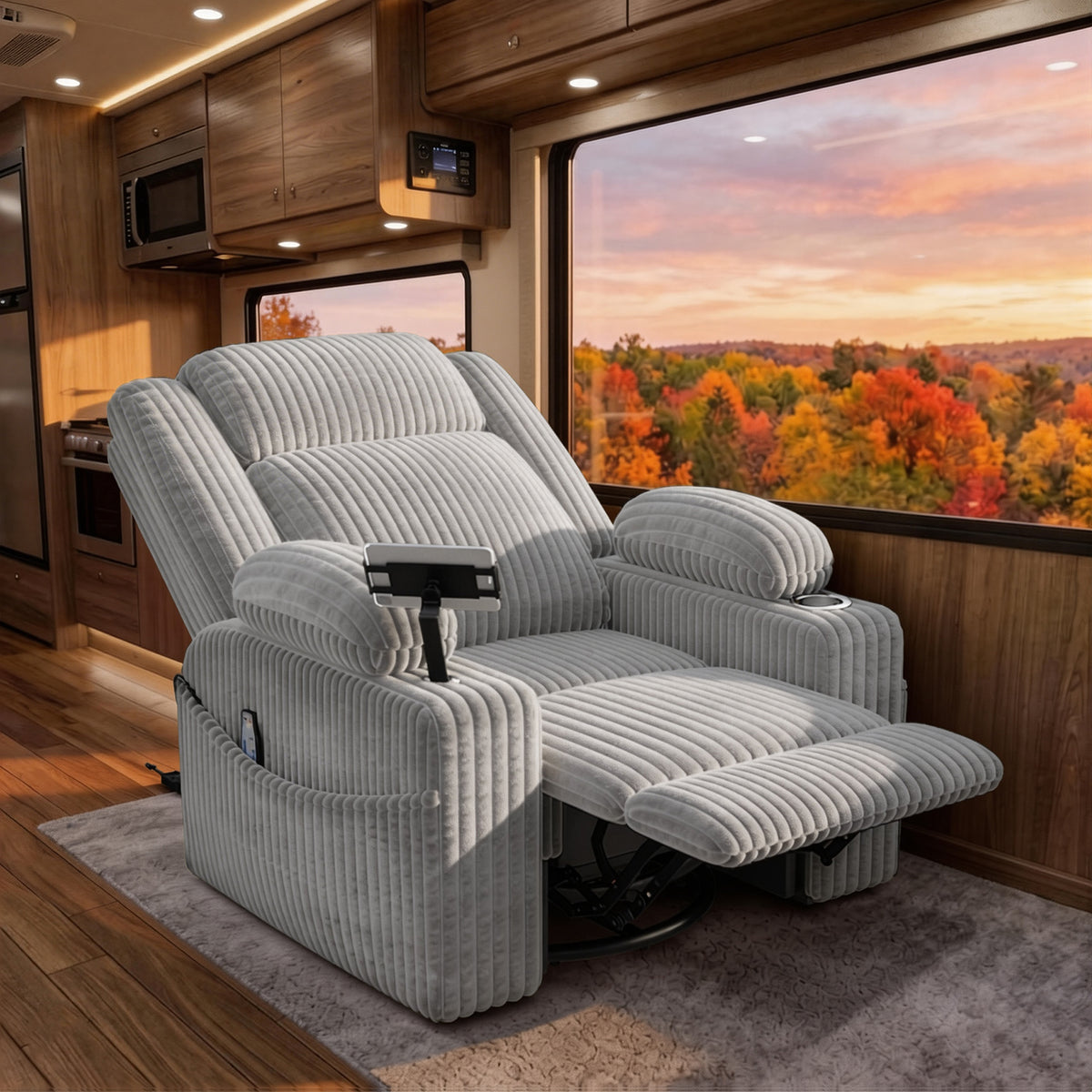 HOMREST Power Oversized Swivel Rocker Recliner with Massage and Heat, Nursery Rocking Chairs for Living Room, Grey
