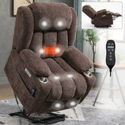 Homrest Premium Electric Recliner Chair with 8-Point Massage & Heating, Plush Chenille Fabric, Dark Brown