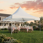 HOMREST 20x20ft Party Tent Outdoor Wedding Tent Heavy Duty Peaked Frame Canopy With Fire Retardant PVC Top 80 Person Capacity Gazebo Shelter Tent For Event Commercials White