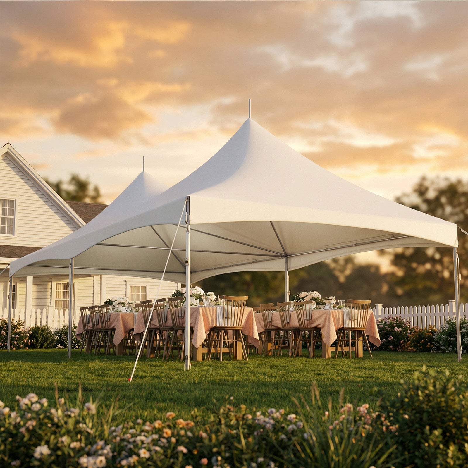 HOMREST 20x40FT Heavy Duty High Peak Party Tent, Outdoor Canopy with PVC Top, Event & Wedding Shelter for 130 People, Commercial Gazebo Carport, White