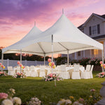 HOMREST  20x30ft Party Tent Outdoor Wedding Tent Heavy Duty Peaked Frame Canopy With Fire Retardant PVC Top 100 Person For Event Commercials White