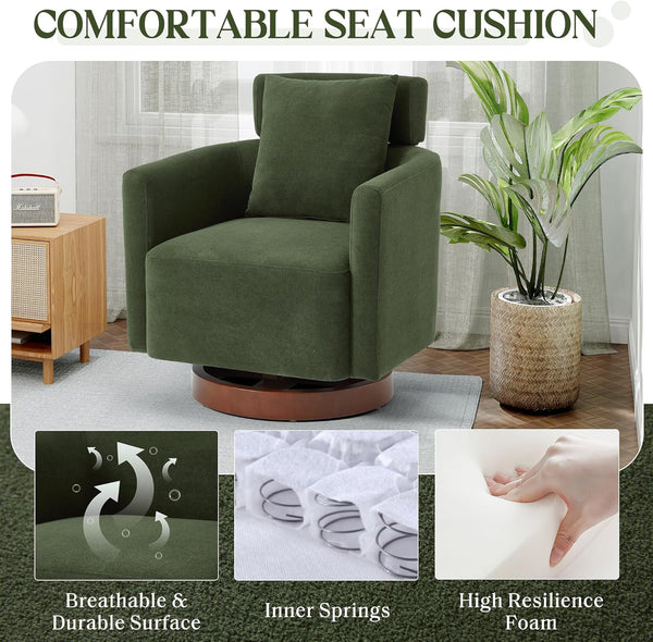 Homrest Swivel Accent Chair Armchair with Adjustment Backrest, 360° Rotation. Green