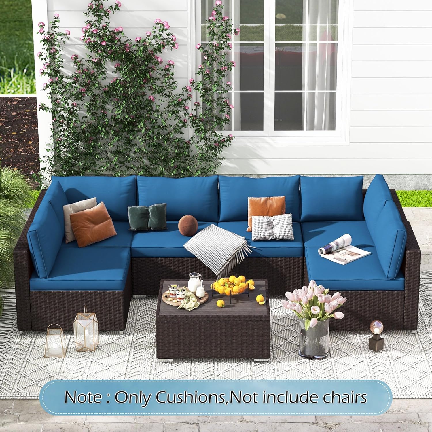 Homrest Patio Replacement Cushions for 6-Seat Patio Conversation Sets,