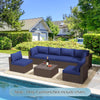 Outdoor Replacement Cushions for 6-Seat Patio Conversation Sets, Dark Blue | Homrest