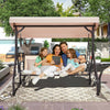 Homrest Outdoor Porch Swing with Adjustable Canopy and Backrest, Khaki