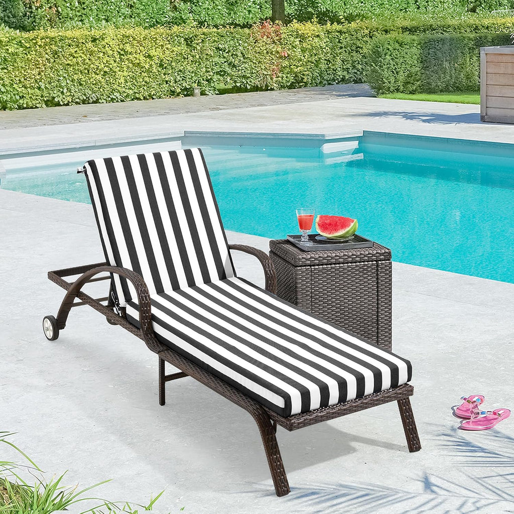 HOMREST Outdoor Lounge Chair Cushion,Waterproof Lounge Cushion Replacement, Black White Stripes
