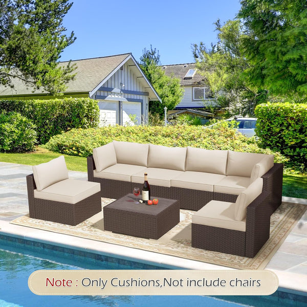 Homrest Outdoor Replacement Cushions for  6-Seat Patio Conversation Sets, Beige