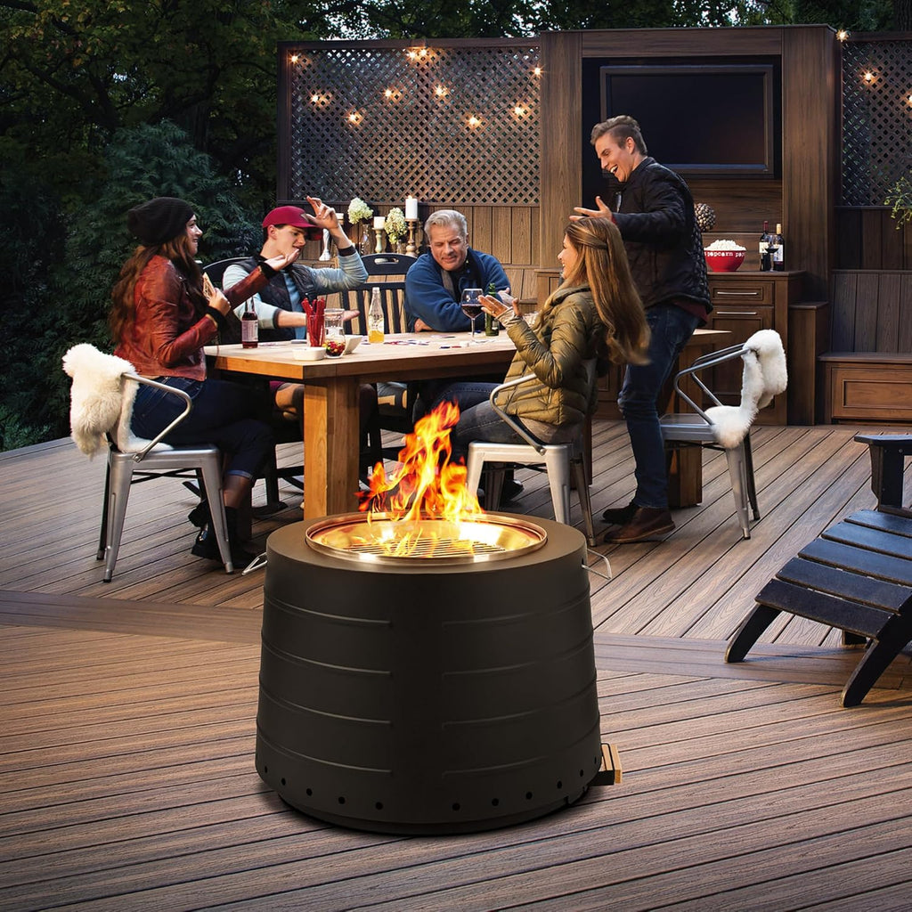 Homrest Smokeless 19.5 in Patio Fire Pit with Removable Ash Pan, Black