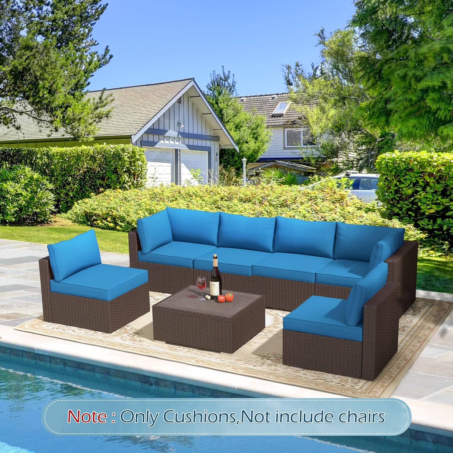 Homrest outdoor replace,emt cushions for patio furniture sets, peacock blue