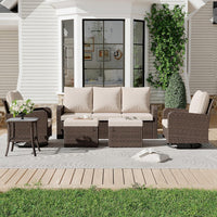 6 Piece Patio Conversation Sets(Khaki)