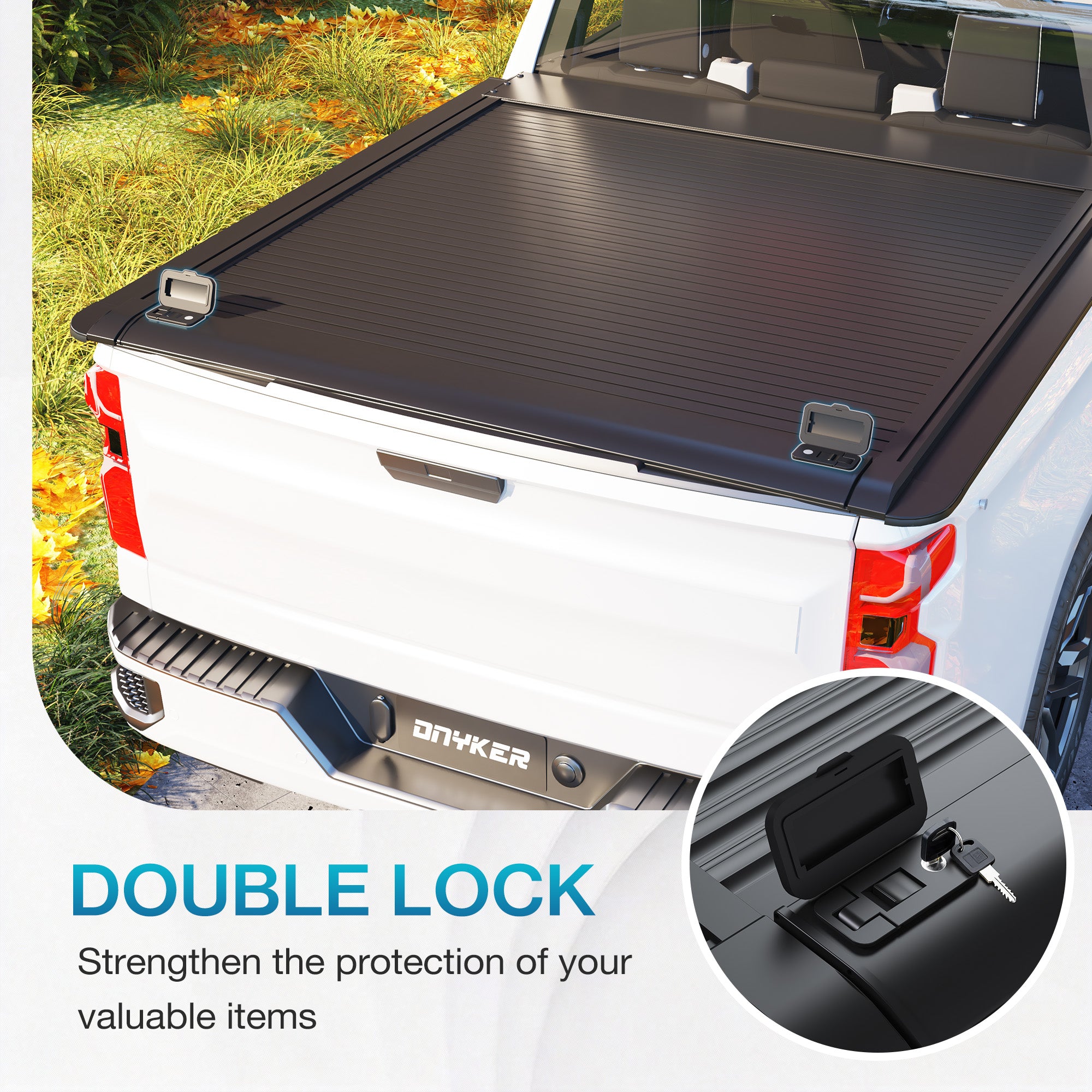 HOMREST Retractable Hard Truck Bed Tonneau Cover for 2016-2026 Toyota Tacoma 5 Ft(60'') with Double Key Lock & LED Light,Aluminum Matte Black