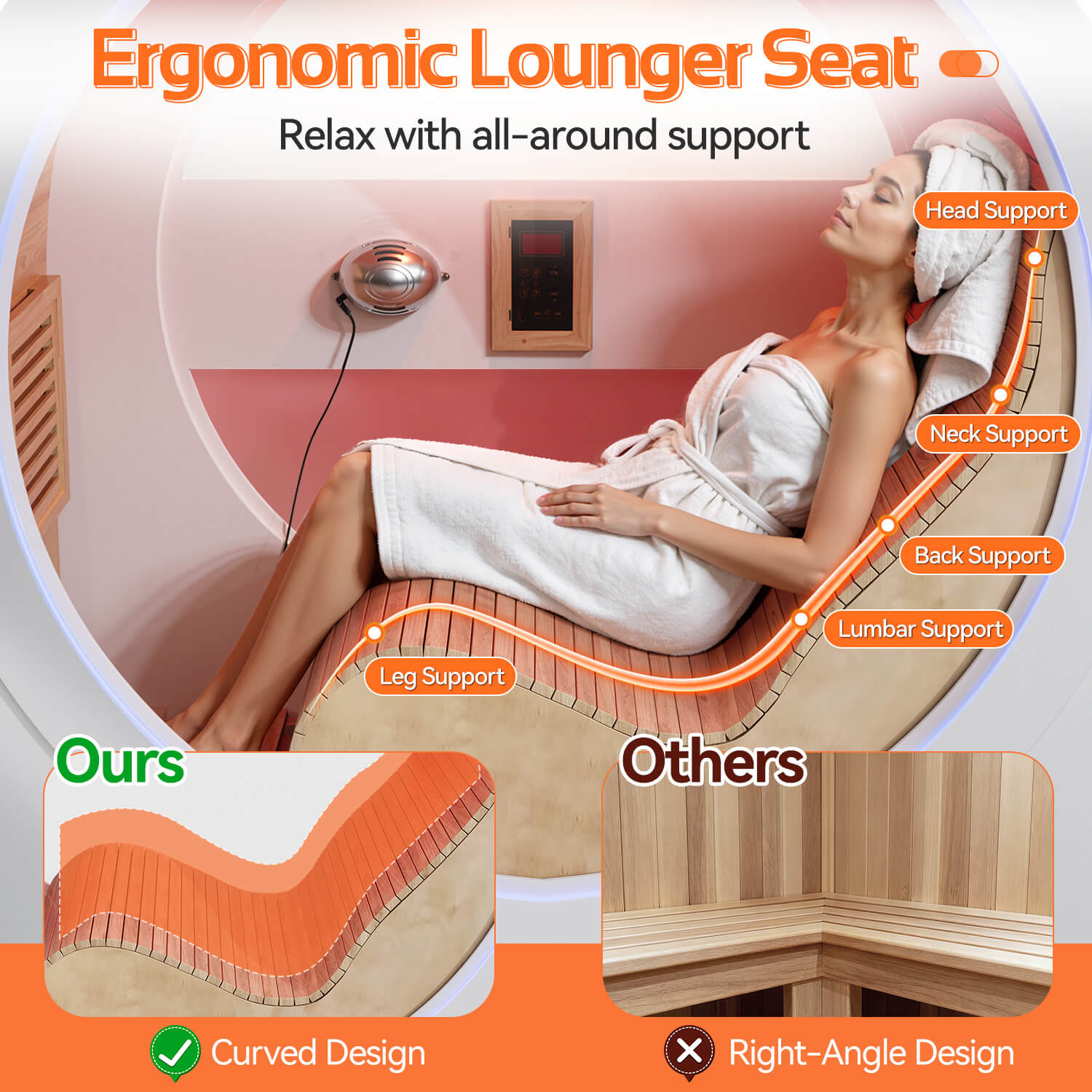 HOMREST Space-Capsule Infrared Sauna with Lounger & Dual-Wave Beauty Light|Pre-Order