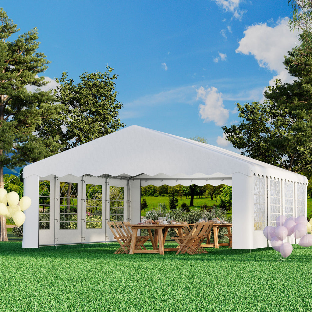 HOMREST 13x26 Ft Heavy Duty Party Tent Gazebo For Events Weddings BBQs Removable Sidewall Windows Storage Bags Included White