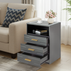 HOMREST LED Nightstand with Wireless Charging, Smart Bedside Table with Drawers & Adjustable LED Lights, Gray