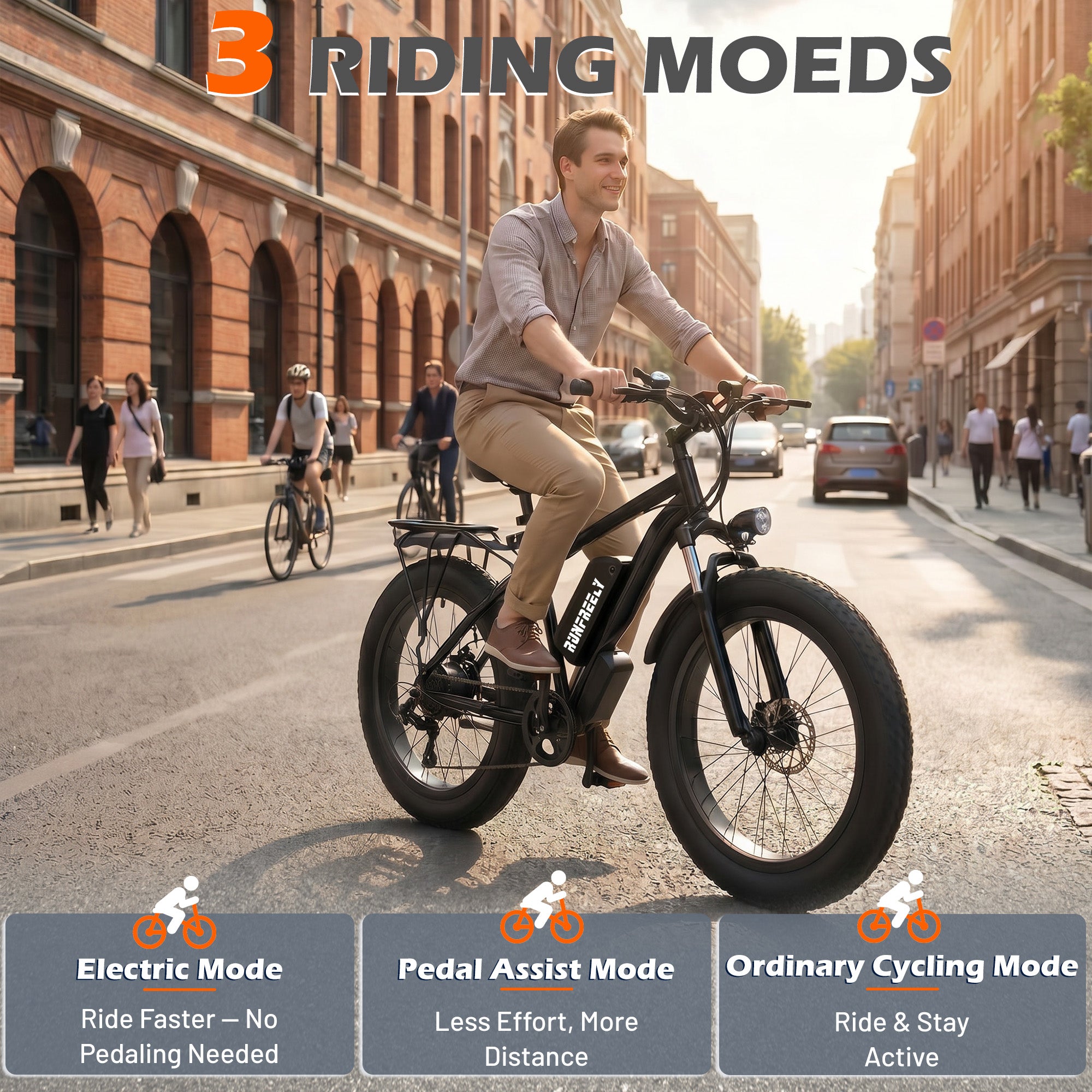 HOMREST Electric Bike for Adults,1500W Peak Motor, 26" Fat Tire E-Bike with 48V 13AH Battery, 25MPH Max 62 Miles Electric Motorcycle, 7-Speed Electric Mountain Bicycle
