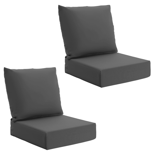 HOMREST Patio Furniture Cushions Set of 2 with Handle and Ties, Waterproof Fade-Resistant Outdoor Couch Cushions, Chair Pads for Dining Chairs, Gray
