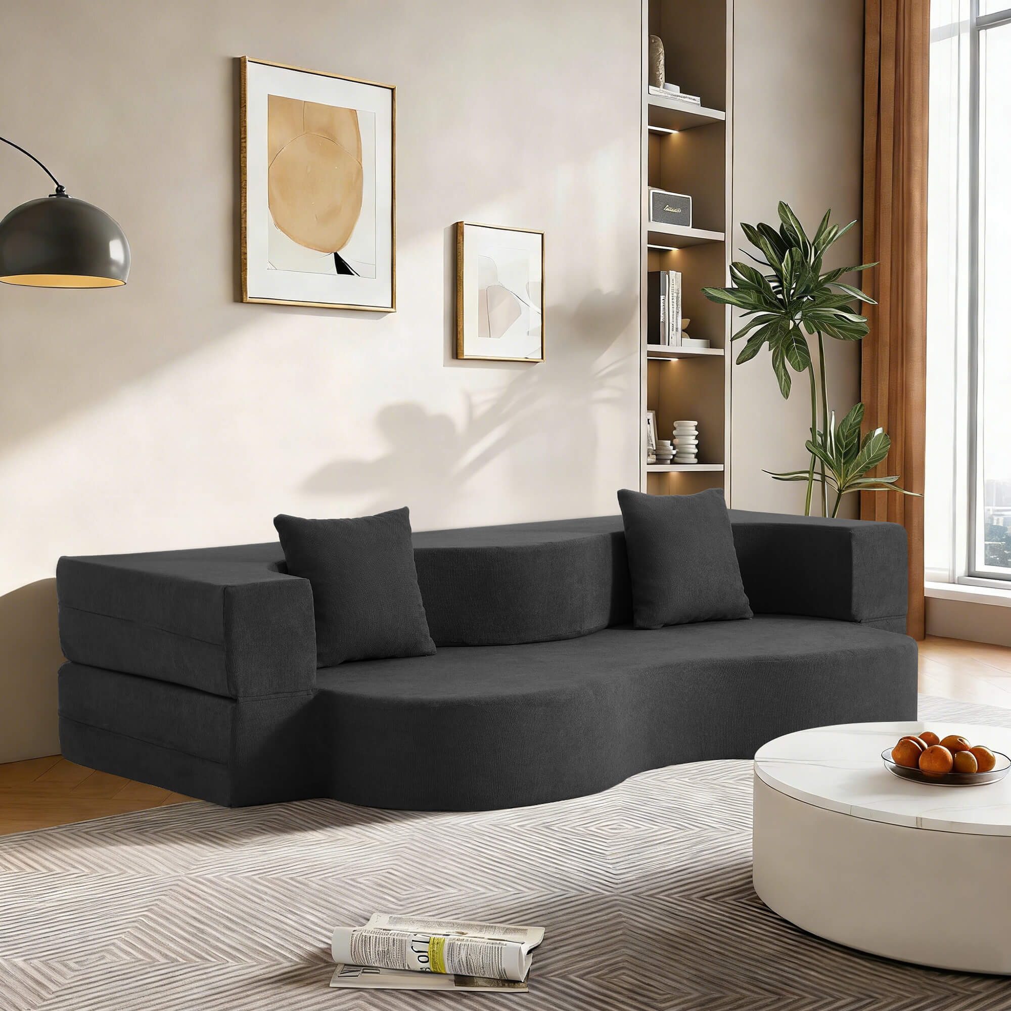 HOMREST Folding Sofa Bed, Floor Sofa Couch, Convertible Sofa Bed With High Density Foam, Foldable Floor Couch Bed