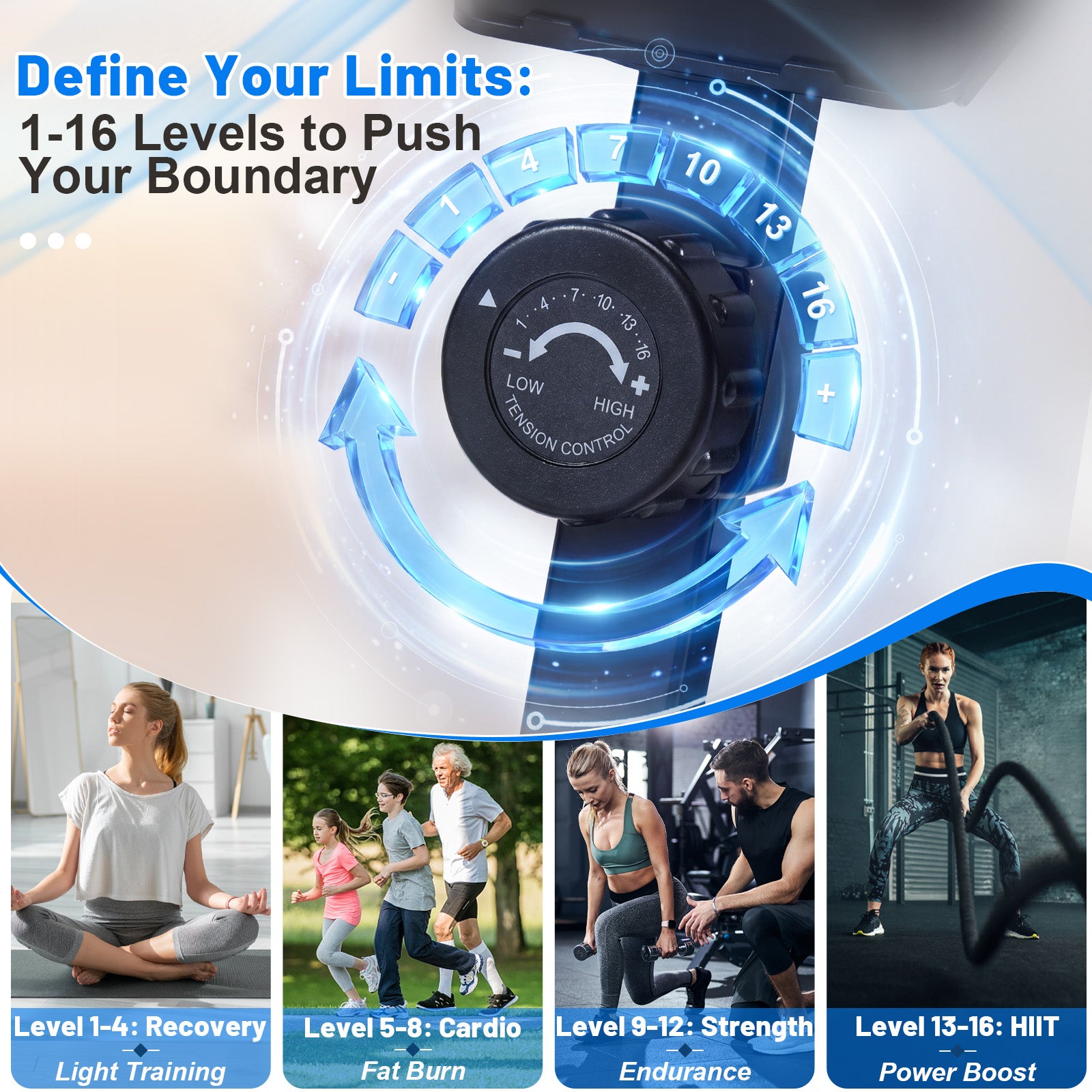 HOMREST 3-in-1 Elliptical Exercise Machine for Home, Cardio Climber & Stair Stepper with 18LB Flywheel, 16-Level Magnetic Resistance, 15.5” Stride, 300LB Capacity, Quiet Compact Trainer