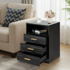 HOMREST LED Nightstand with Wireless Charging, Smart Bedside Table with Drawers & Adjustable LED Lights, Black