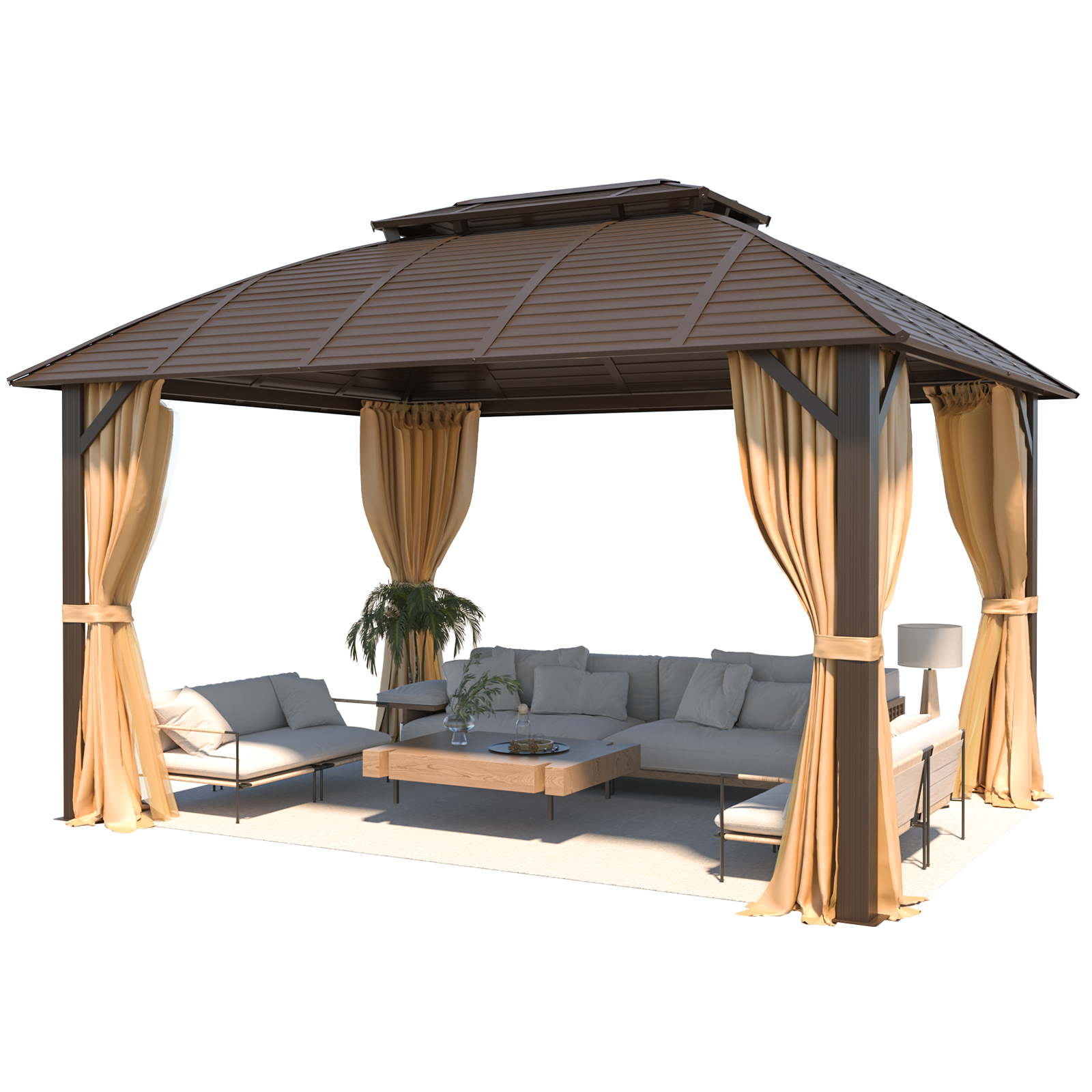 Homrest 10' x 13' Hardtop Gazebo with Galvanized Steel Roof with Aluminum Frame
