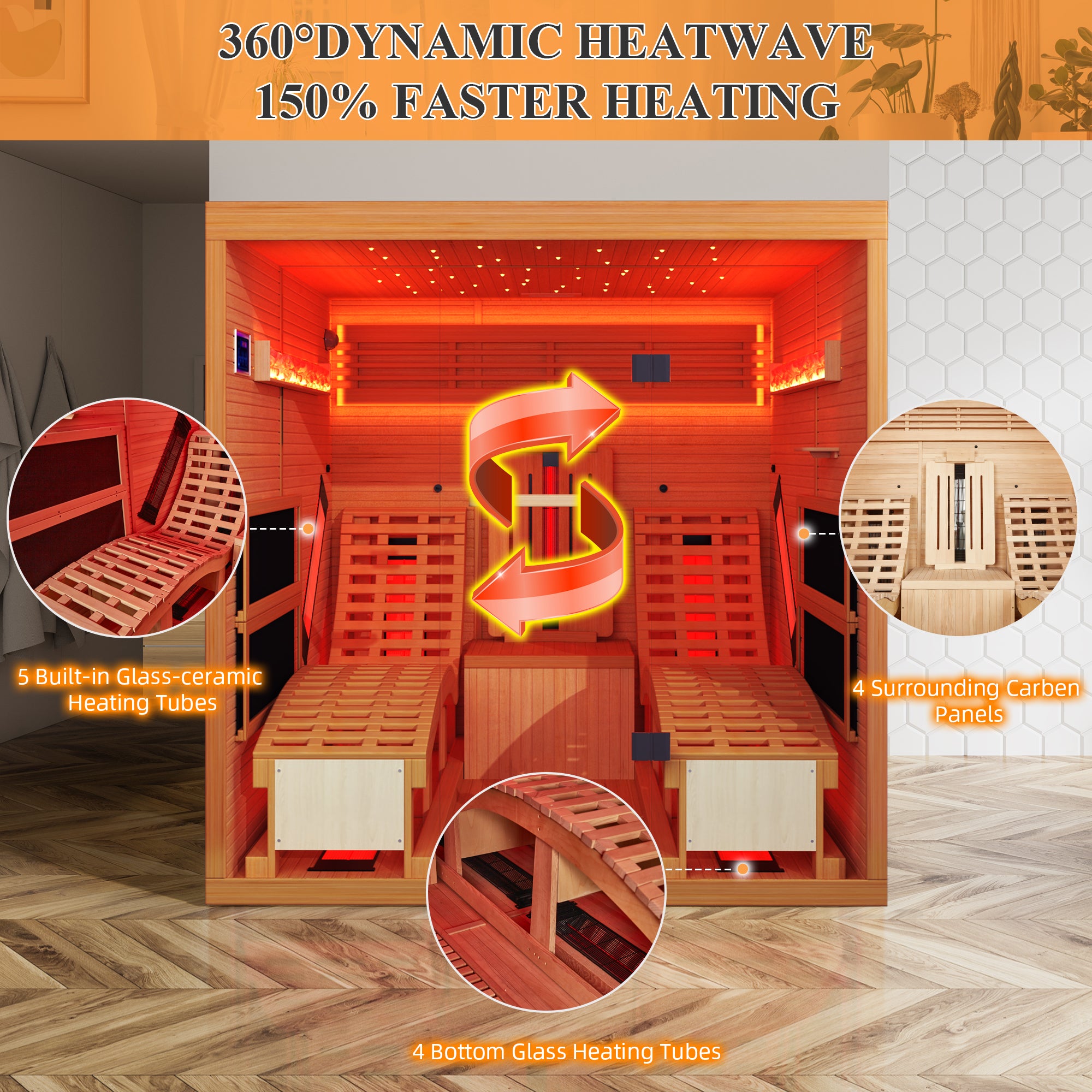 HOMREST Luxurious 2 Person Infrared Yoga Sauna with Comfortable Sauna Chair