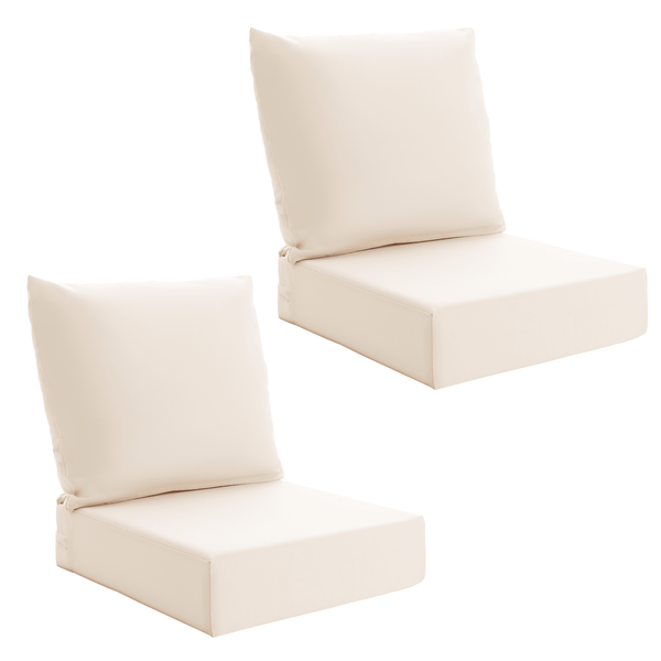 HOMREST Patio Furniture Cushions Set of 2 with Handle and Ties, Waterproof Fade-Resistant Outdoor Couch Cushions, Chair Pads for Dining Chairs, Beige