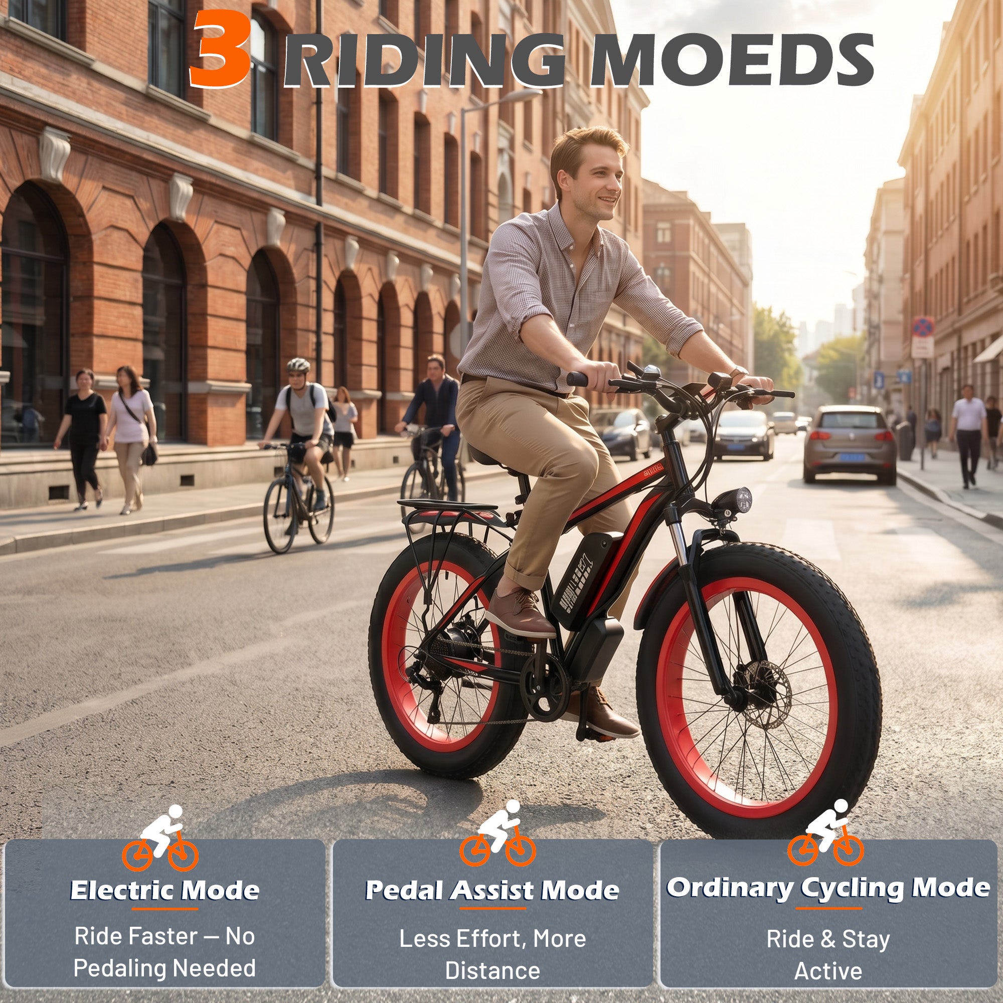 HOMREST Electric Bike for Adults,1500/3000W Peak Motor, 26" Fat Tire E-Bike with 48V 13AH Battery, 25-36 MPH Max 62 Miles Electric Motorcycle, 7-Speed Electric Mountain Bicycle