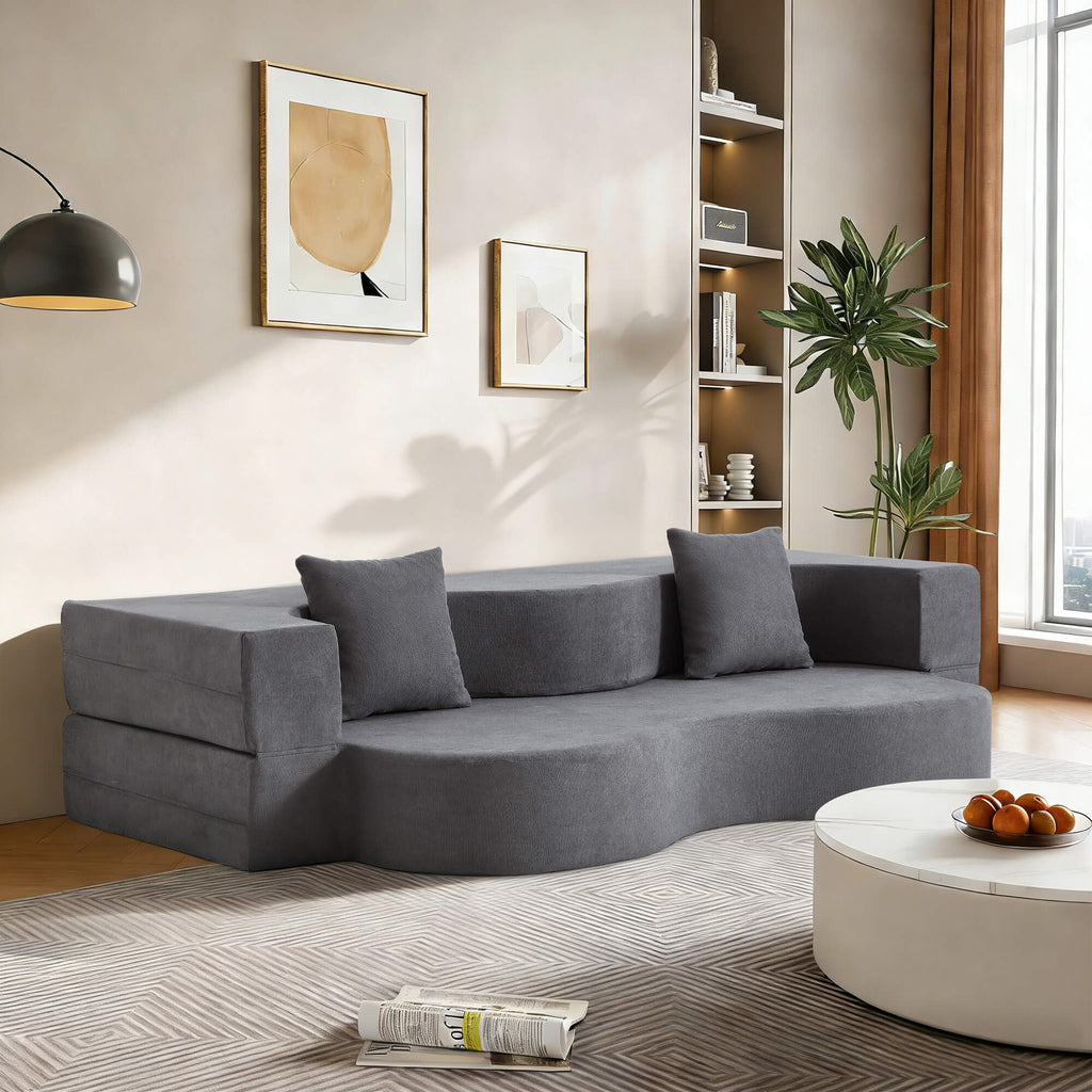 HOMREST Folding Sofa Bed, Floor Sofa Couch, Convertible Sofa Bed With High Density Foam, Foldable Floor Couch Bed For Living Room, Guest Room, Bedroom