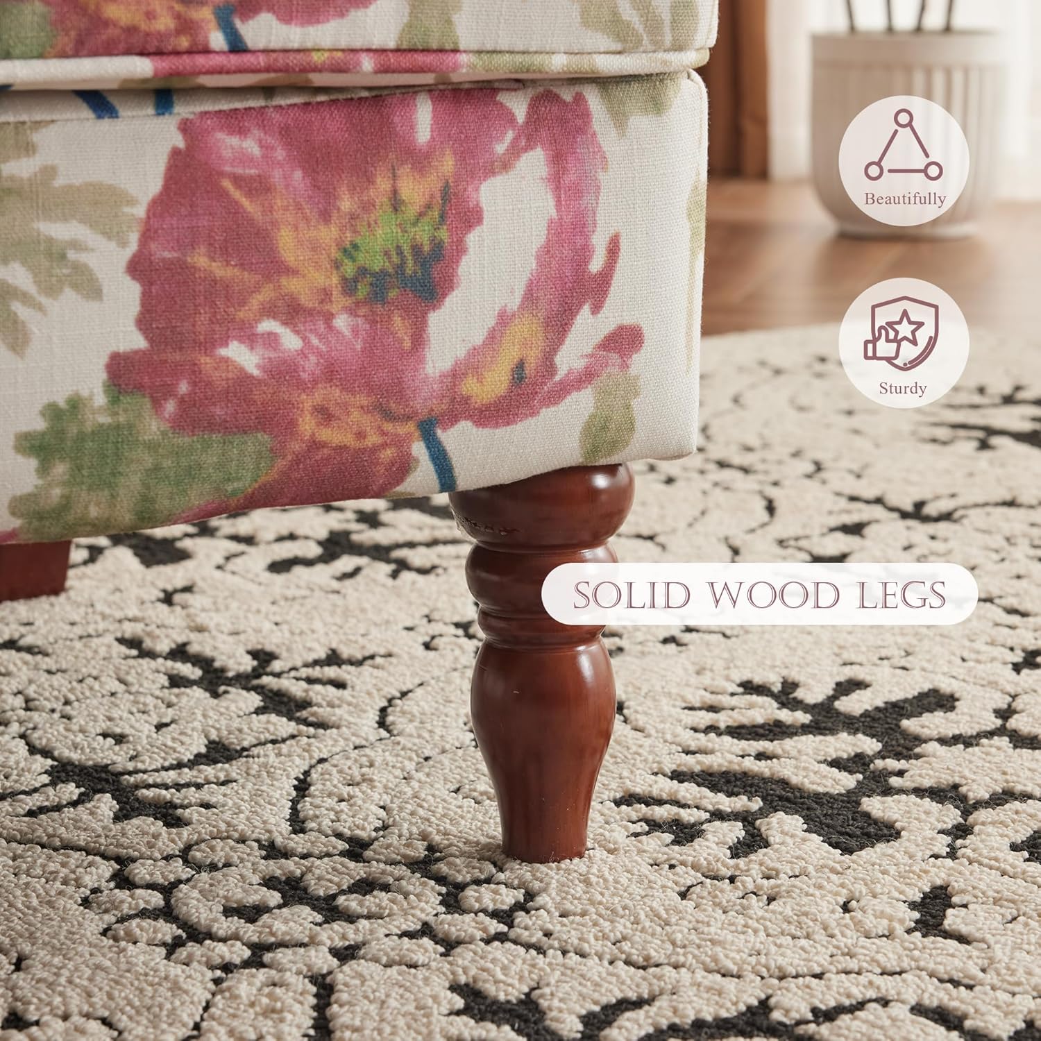 HOMREST Fabric Accent Chair for Living Room Bedroom Reading, Pink Floral