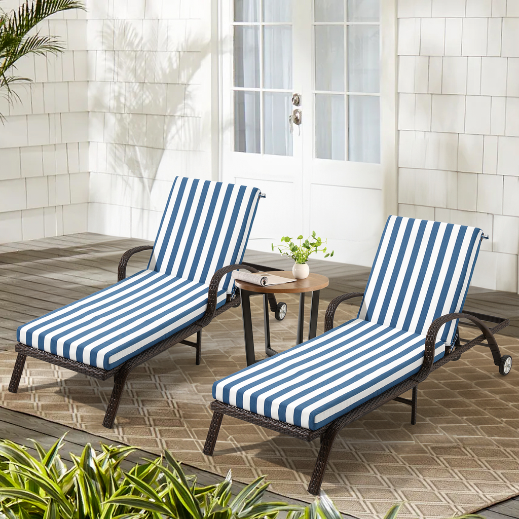 HOMREST Outdoor Lounge Chair Cushion Replacement Set of 2, Blue Stripes