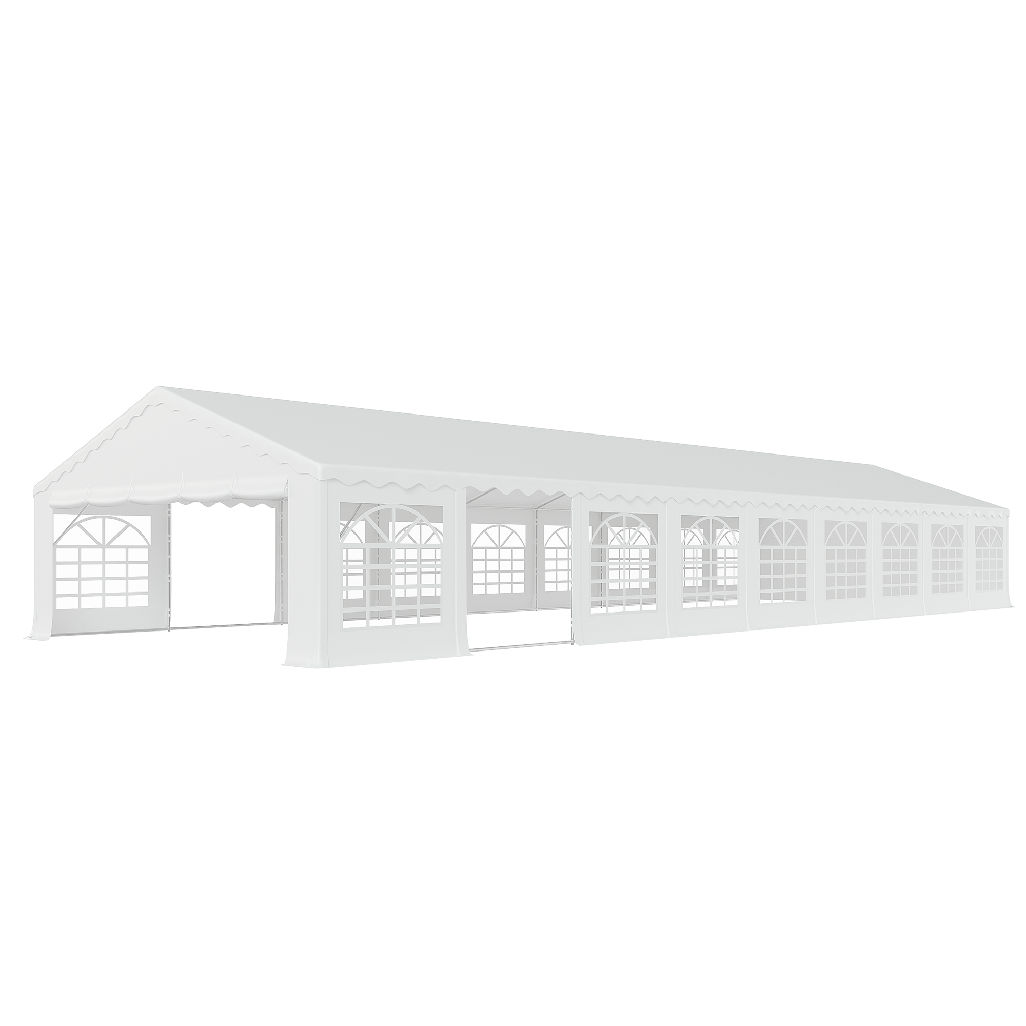 HOMREST 20x60ft Party Tent Outdoor Wedding Tent Heavy Duty Large Canopy Carport With Removable Sidewalls 2 Roll Up Doors 6 Storage Bags White