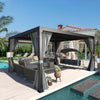 HOMREST Louvered Pergola 10x12 Outdoor Hard Top Pergola with Aluminum Frame and Adjustable Metal Rainproof Roof for Garden & Patio, Curtains and Netting Included, Gray-Black
