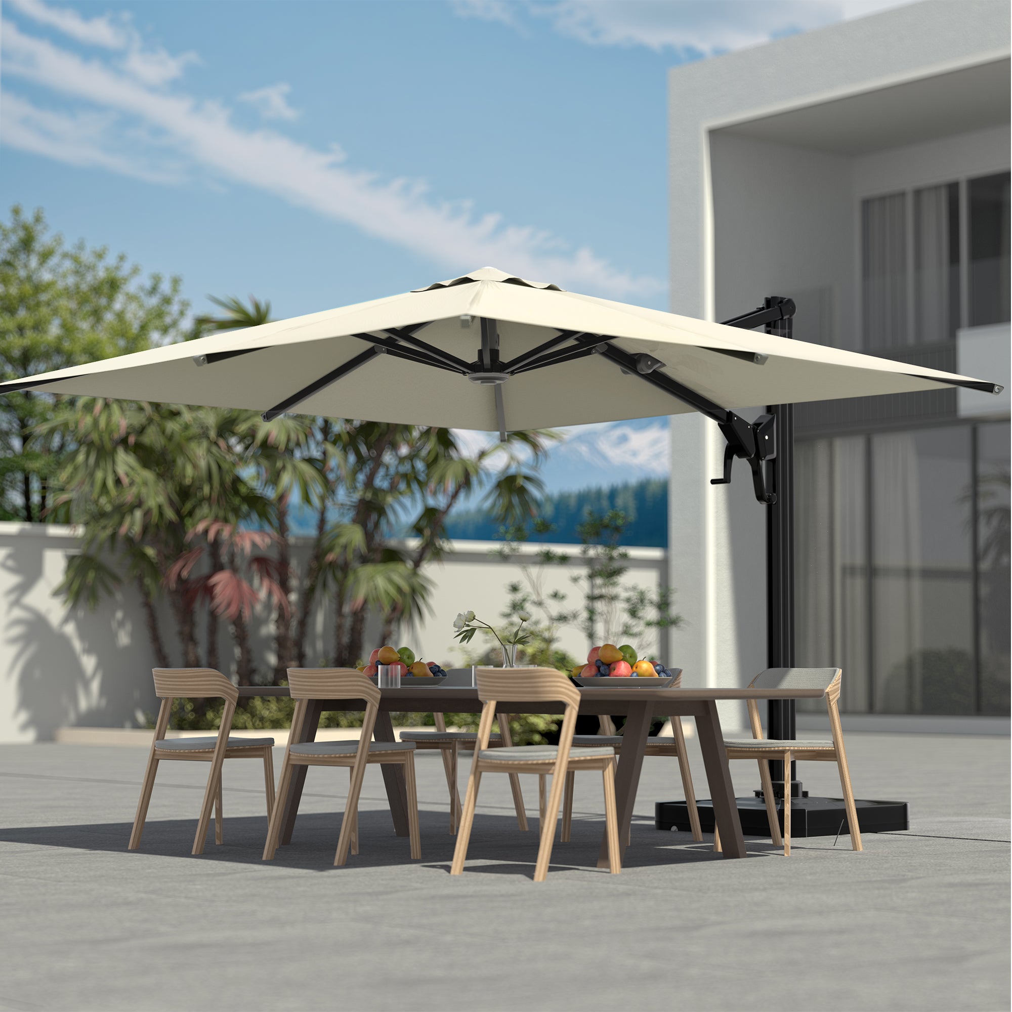 HOMREST 10x10ft Large Rectangular Cantilever Umbrella with 360° Rotation & 6 Adjustable Heights, Yellow (Base Excluded)