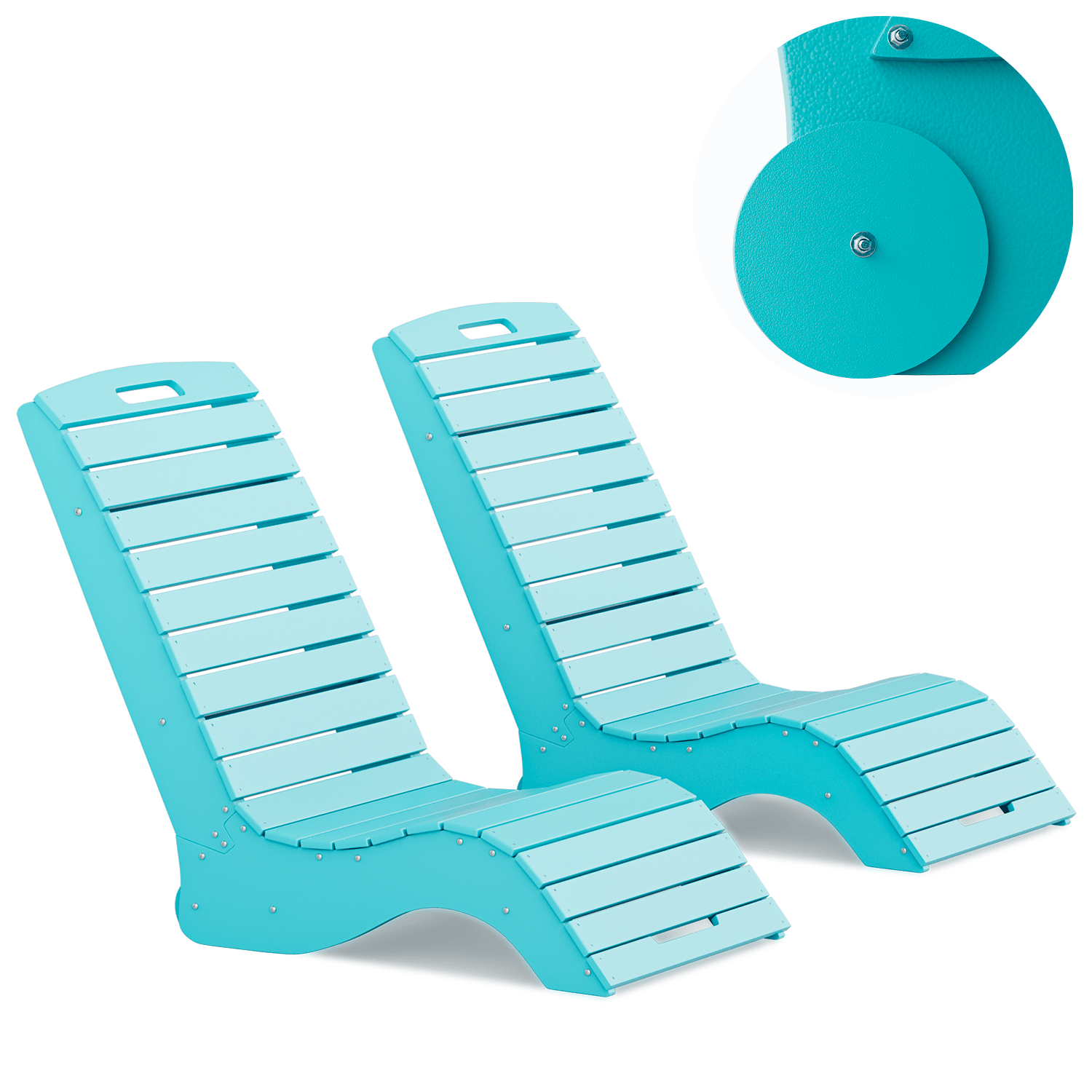HOMREST HDPE Pool Lounge Chairs Set of 2, In-Pool Chaise with Wheels, S-Shaped, Blue