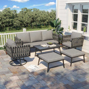 Homrest 6 pieces woven rope patio furniture set