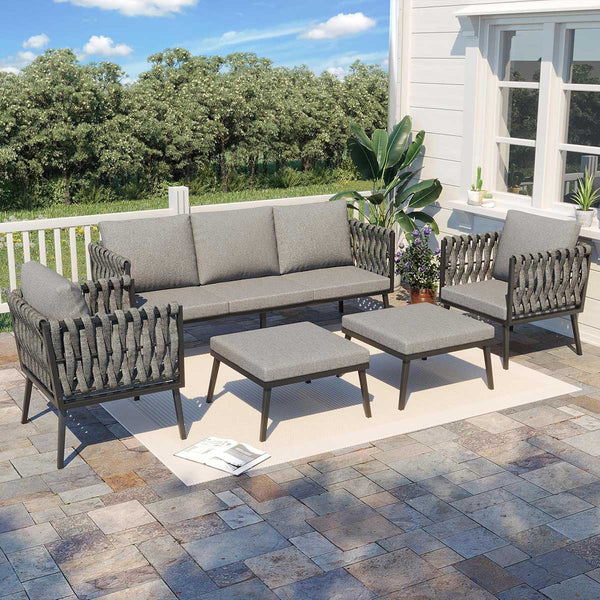 5 Pieces patio conversation set for porch, garden and poolside