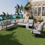 HOMREST Patio Furniture Sets 5 PCS Outdoor Metal Conversation Sets with 2-Seat Sofa, Gray