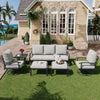 HOMREST Patio Furniture Sets 6 PCS Outdoor Metal Conversation Sets with Ottomans for Garden, Deck and Poolside, Gray