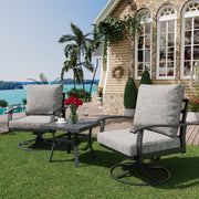 HOMREST Outdoor Swivel Rocker Patio Chairs with Coffee Table, 3 PCS Bistro Set, Gray