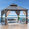 Homrest 12'x12' Hardtop Gazebo Canopy Galvanized Steel Pergolas with Netting & Curtains - Homrest