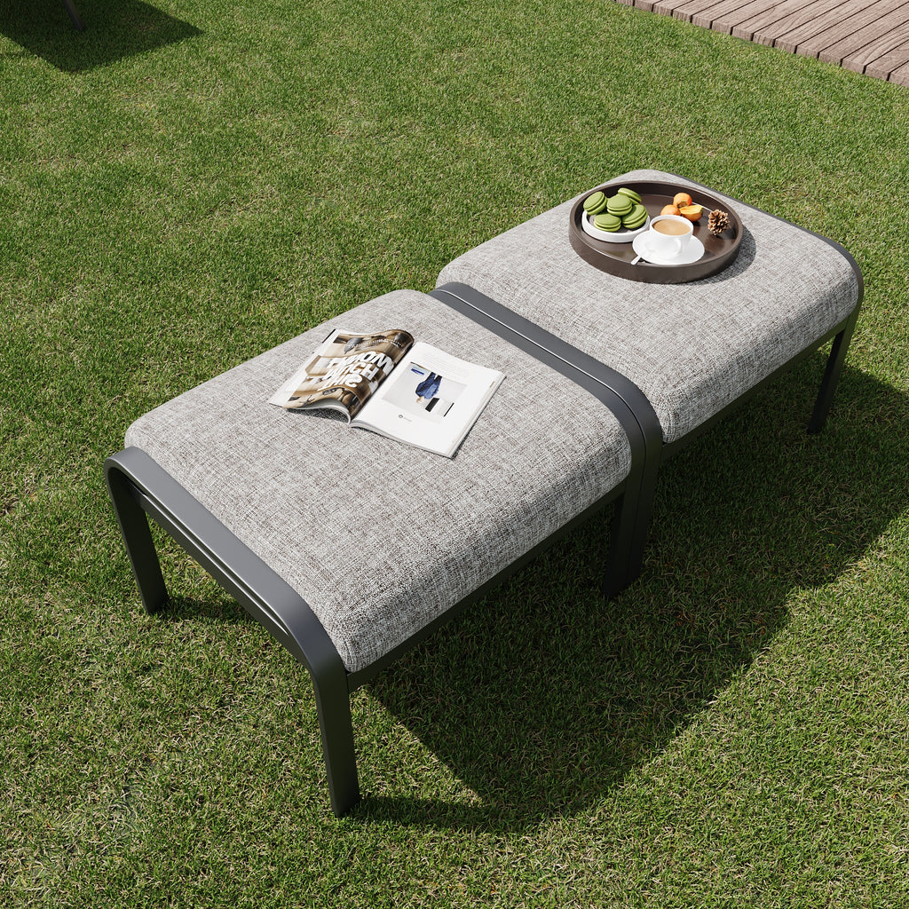 HOMREST Versatile Patio 2PCS Ottoman - Footrest, Extra Seating & Easy-Clean Design, Gray